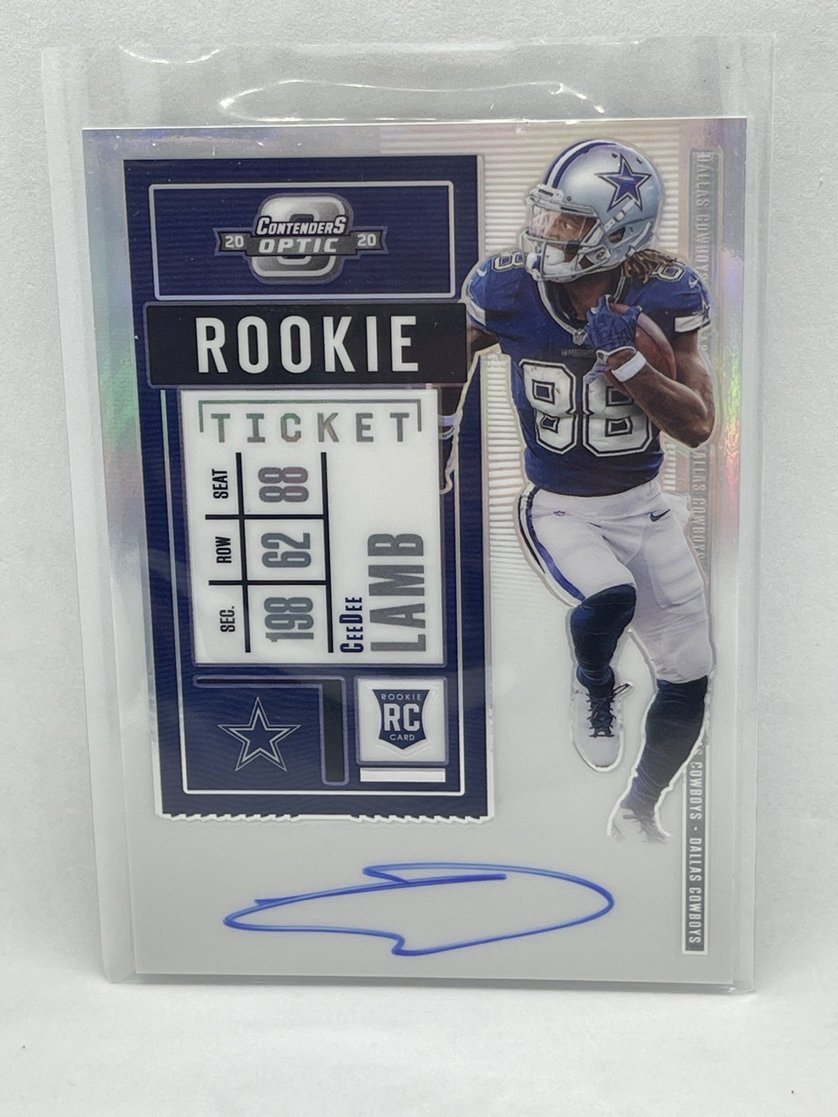 CeeDee Lamb 2020 Contenders Optic Rookie Ticket On Card Autograph #107 Cowboys