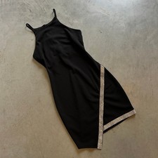 BCX Dress Black Halter Rhinestone Trim Asymmetrical Hem Mini Cocktail Dress S