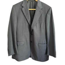 CANALI  100 Wool Gray Microcheck 2 Button Blazer Notch Lapel Size 54 R 44 R 
