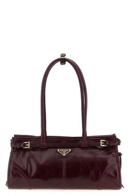 PRADA Bonnie Medium $2950 Bordeaux Leather Top Handle Bag