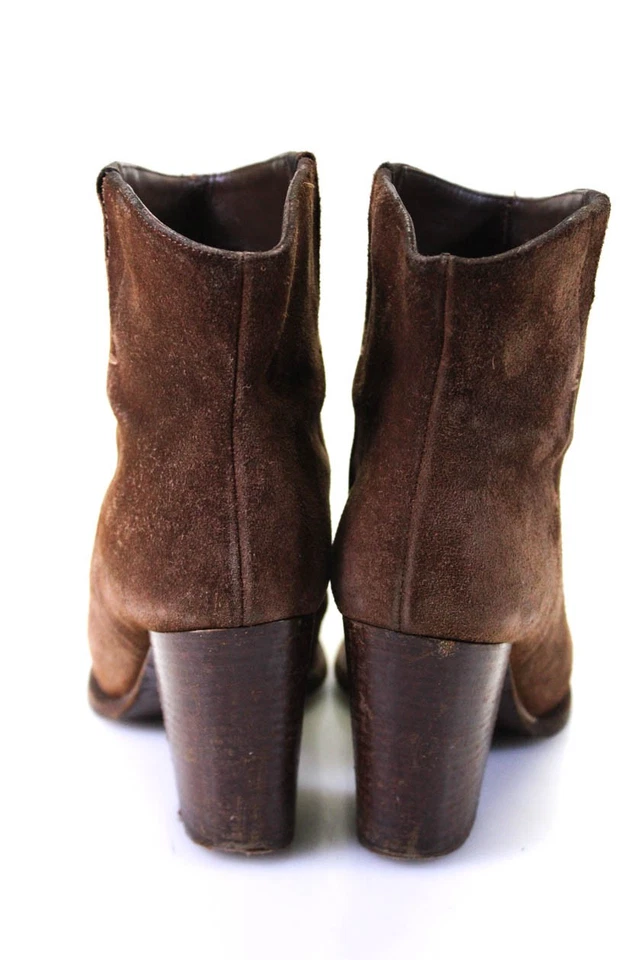 Botines Vince Mujer Sin Cordones Tacón Bloque Punta Marrón Gamuza Talla 6M Foto 3 de 4