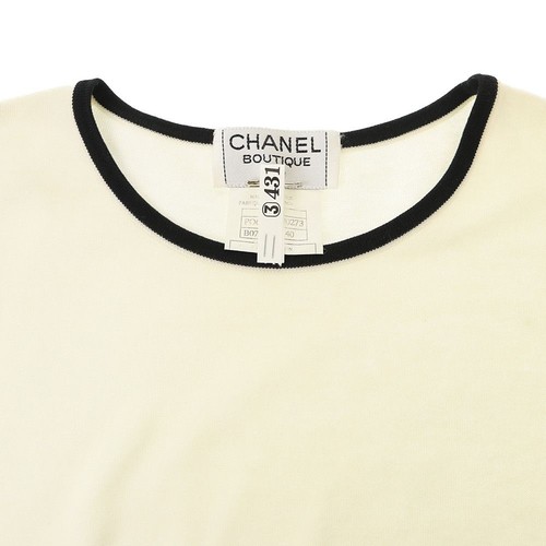 CHANEL Short Sleeve Cut And Sew Size 40 White Cotton 100 Women'S Tops Apparel Cl - Picture 4 of 9