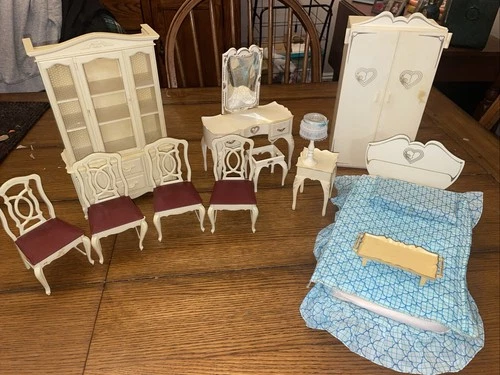 Vintage Marx Sindy Doll Chairs China Cabinet Bed Vanity Accessories Barbie