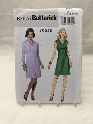 Butterick B5676 Muse Dress V-Shaped Neckband Close Fit Sewing Pattern 8-16