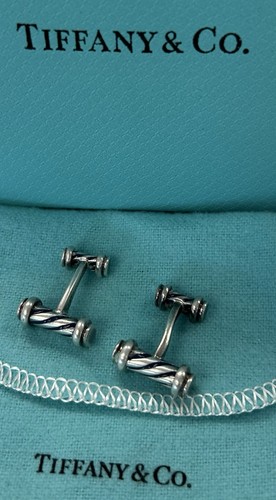 Tiffany & Co Enamel Sterling Silver Cufflinks Vintage