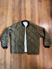 Vintage 70s/80s Large Black and Tan Quilted Down Puffer Jacket BROKEN ZIP