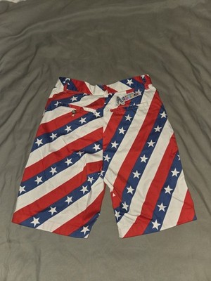 Royal & Awesome Boys Youth Large L Golf Shorts Pars & Stripes USA Flag 27'' Waist