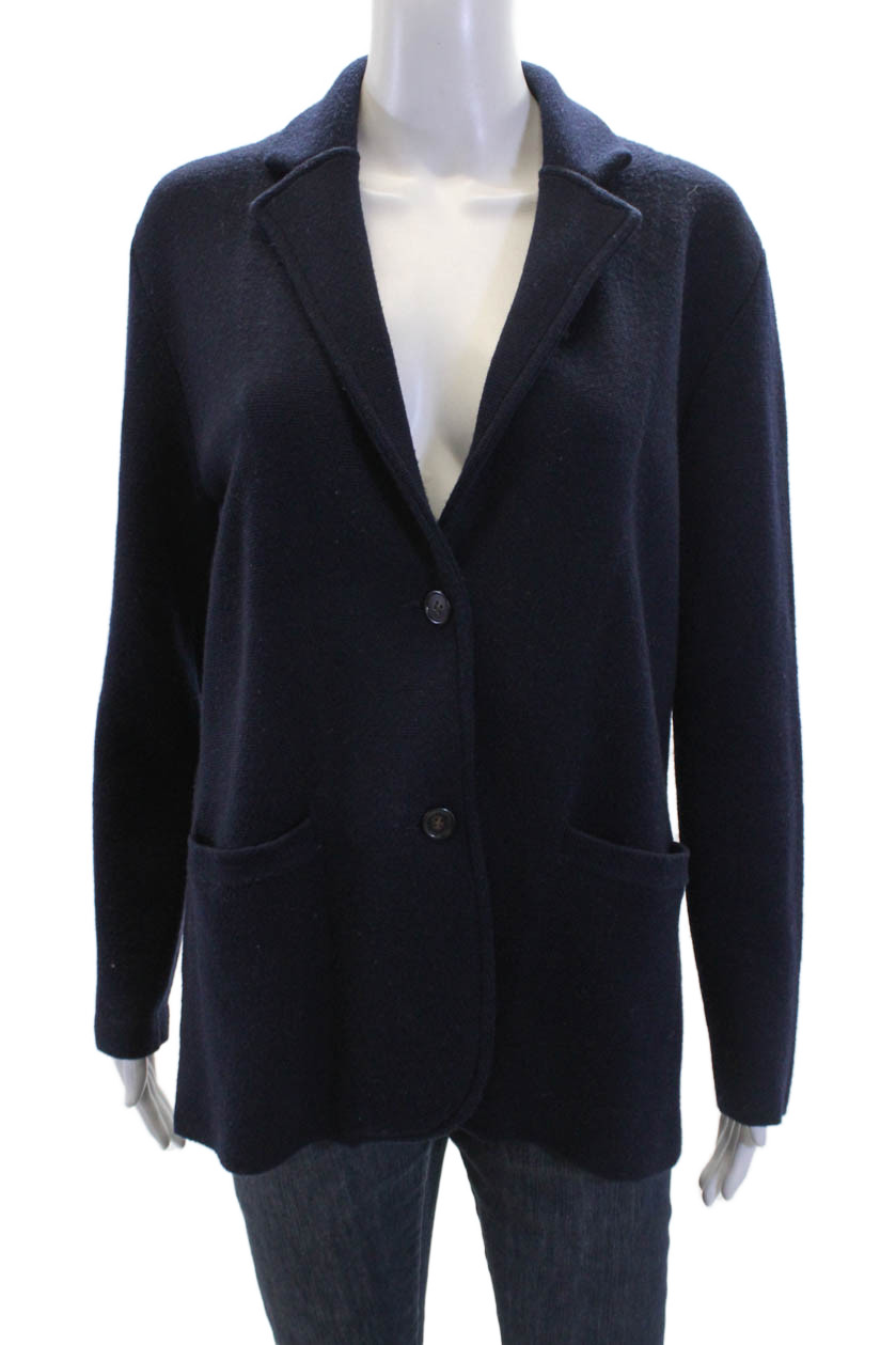 J Crew Women's Long Sleeves Two Button Unlined Jacket Navy Blue Size SFree Shipping in US $100+ Orders | $6.95 Orders Below
