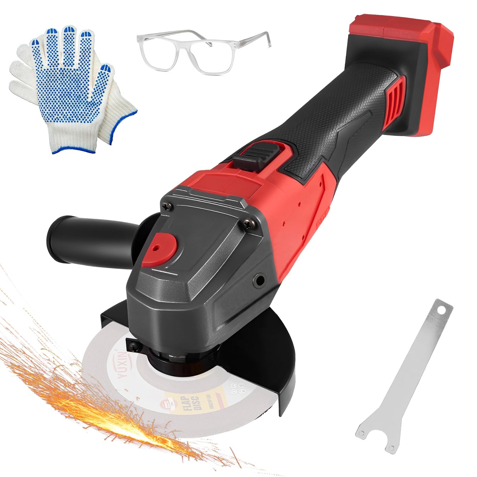 Smerigliatrice angolare a batteria compatibile con batterie Milwaukee da 18 V, 1