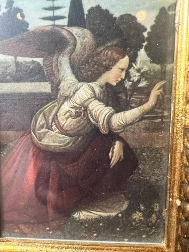 Vintage Italian Ornate Carved Wood Picture Frame Religious Print Art Angel Italy - Picture 6 of 13