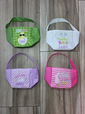4 Mini Easter Gift Bags Pastel Colors Reusable Kids Basket Set