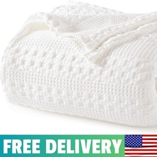 100 Cotton Waffle Weave Blanket King Size, Lightweight Breathable Summer Blanke