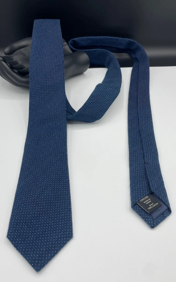 Corbata de algodón para hombre Banana Republic ~ azul ~ micro punto ~ ¡delgada! Foto 2 de 4