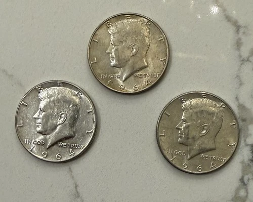 (3 coin lot) 1964 Kennedy Half Dollars - Uncirculated Condition - 90% Silver