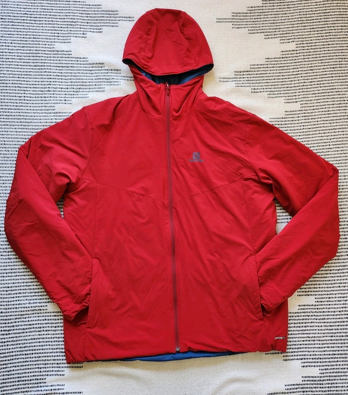 Salomon Piumino Reversibile Blu Rosso Pelle Avanzata Primaloft Uomo Taglia XXL 