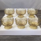 6 Anchor Hocking Honey Gold Glasses Lido Milano Footed Dessert Sherbet Bowls