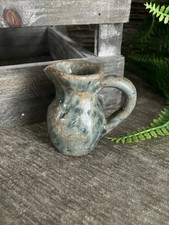 SMALL Hand Crafted  Clay Pot Primitive Medieval Caveman Pitcher 76’ Probe CAN