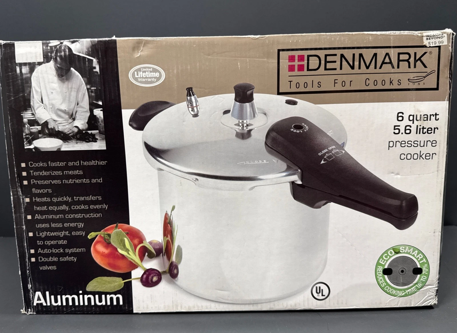 New Open Box Denmark Pressure Cooker 6 Quart / 5.6 Liter Polished Aluminum