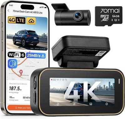 4K Dashcam vorne und hinten A810 Lite, 5Ghz WiFi 6 Dashcam Unterstützung 4G LTE Fernbedienung
