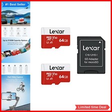 Micro SD Card 64GB 2 Pack microSDXC UHS-I 100MB/s C10 U3 A1 V30 Adapter 4K