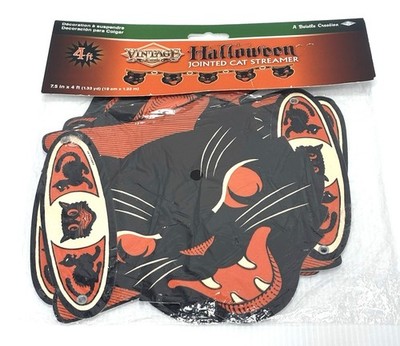 Beistle Vintage Style Halloween Jointed Cat Streamer 7.5'' x 4ft - 2012 Decor NEW