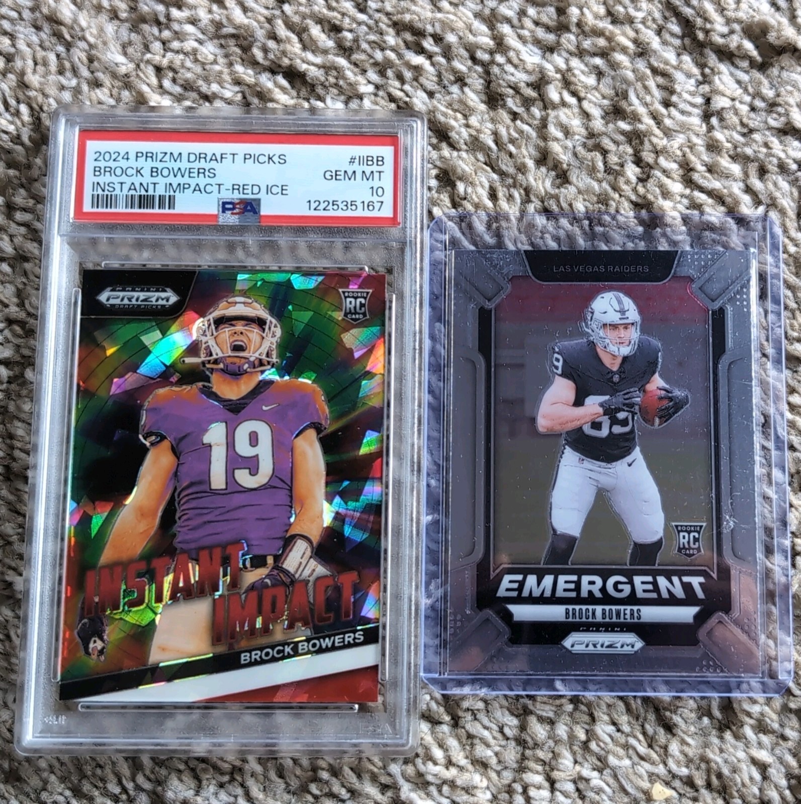 Brock Bowers Panini Prizm Draft Picks Rookie Instant Impact Emergent PSA 10