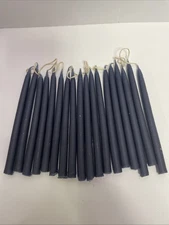 Tapered Scentless Hand Dipped Navy 7” Mini Candles - 9 Pairs (19) In Box