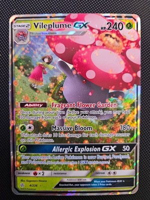 Pokémon Vileplume GX #4 TCG Sun & Moon Cosmic Eclipse Holo Ultra Rare Card 4/236