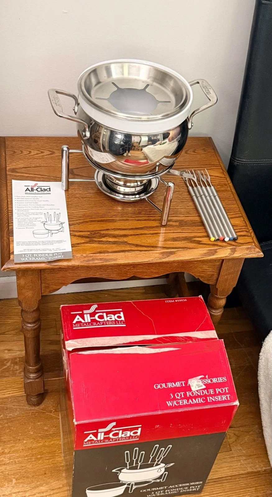 All-Clad Gourmet Accessories 3 Qt Fondue Pot with Ceramic Insert