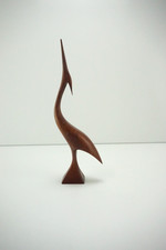 Vintage Holz Reiher Skulptur Deko Vogel Holzfigur 60er