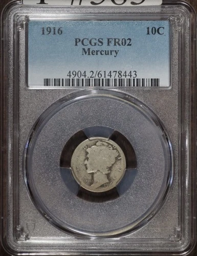 1916 P Mercury Silver Dime 10C - PCGS FR02 - Low Ball Coin SKU#583
