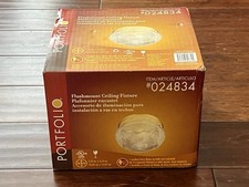 Portfolio 024834 7.75" x 4.75" Polished Brass Flush Mount Ceiling Light Fixture