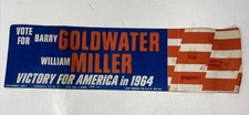 1964 Goldwater Miller Presidential Campaign Bumper Sticker Victory For America