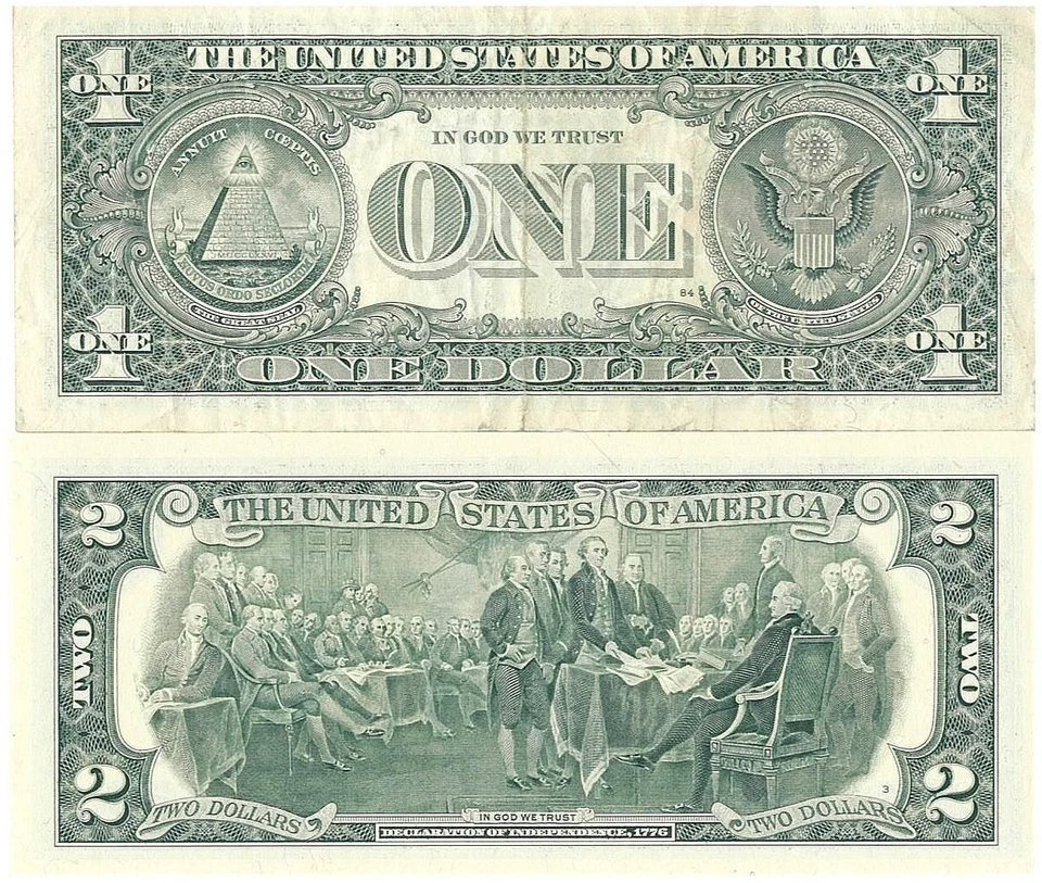 One Dollar Two Dollar Lot Matching Serial Numbers One Star Note - Image 4 of 4