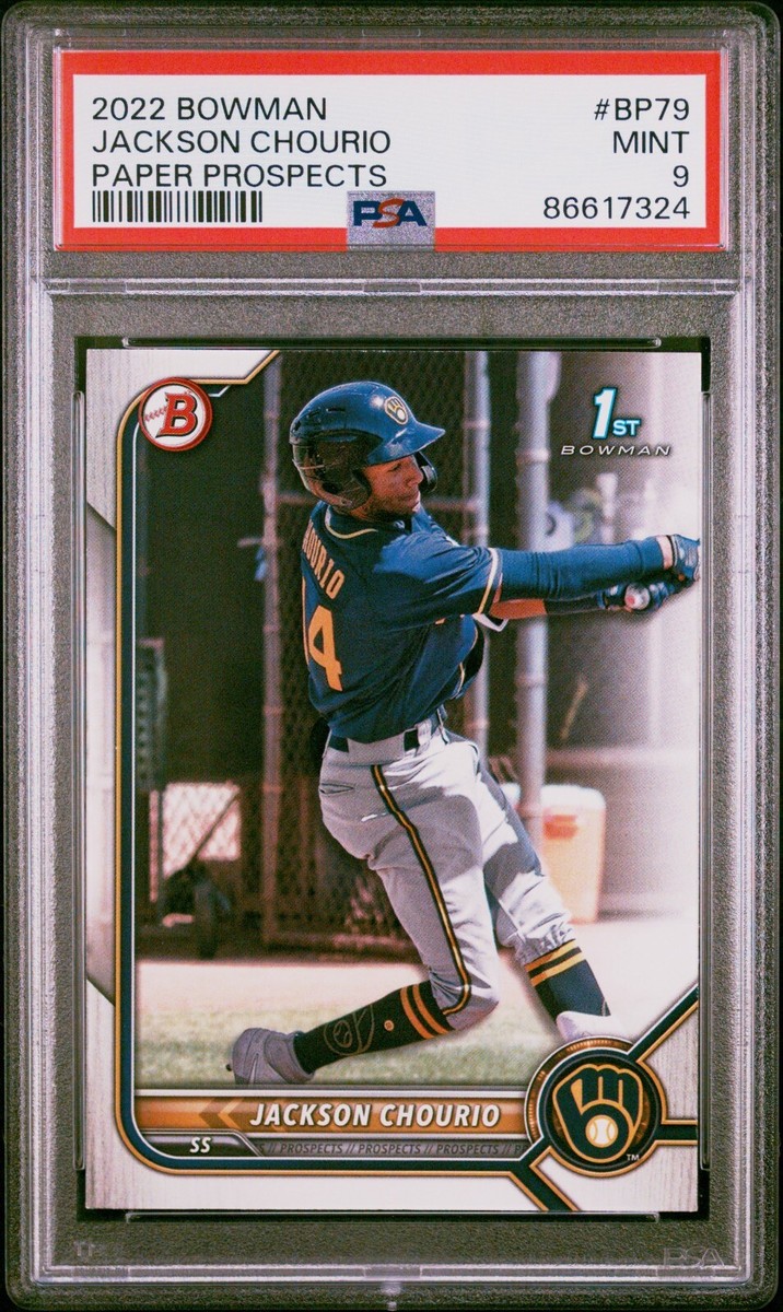 2022 Bowman #BP79 Jackson Chourio 1st Paper PSA 9 | eBay