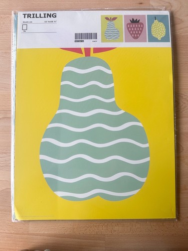 IKEA TRILLING Set 3 Art Posters Fruit Strawberry Pear Lemon Whimsical Wall Decor - Picture 4 of 9