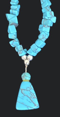 Vintage to Now Turquoise Single Strand Necklace Choker and Earring Set Handmade - Bild 12 von 12
