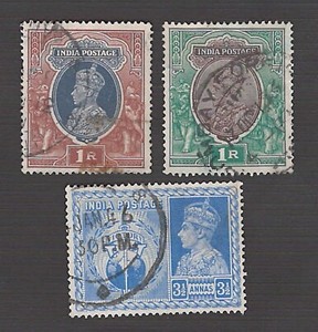 India 1937 Scott 162 + 1946 Scott 197 + ??? - King George VI  - Used