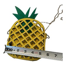 Pineapple Shape Design Crossbody Shoulder Bag Gold Chain Yellow Fun Aloha Purse