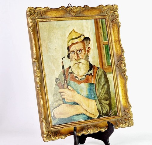 Ritratto Uomo Con Fischietto Autografato K.Vinscheidt Legno Telaio A 1919 R1128 - Imagen 2 de 12