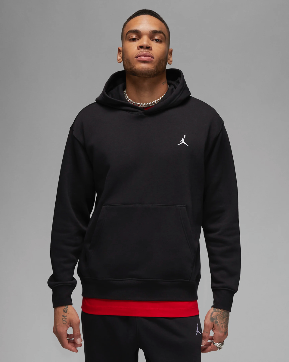 Air Jordan Brooklyn Essentials Fleece Pullover Hoodie sweater Grey Black Men | eBay UK