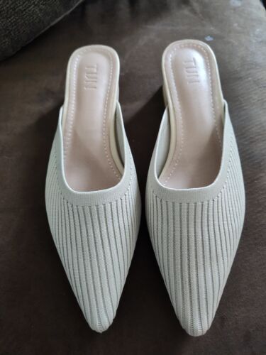 TIJN spitz zulaufende Pantoletten für Damen klobige Sandalen niedriger Absatz Sandalen atmungsaktiv...