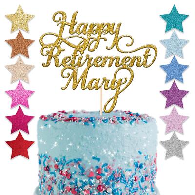 Gyufise Topper Per Torta Con Scritta "Happy Retirement", Con Glitter Dorati, Decorazione Per Torte Per Feste In Pensione, 1 Confezione - Foto 11