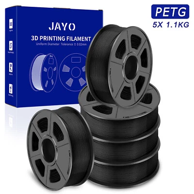 JAYO 5KG Nero PETG 1,75mm Filamento per stampante 3D FDM 1,1KG Elevata tenacità