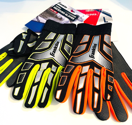 Franklin Receiver Football Gloves - Advanced Grip Tech - Youth Size L - 2 pairs