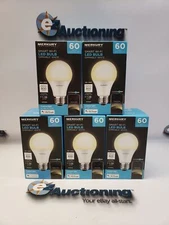 Merkury Innovations Indoor A19 Smart Light Bulb, 60W Dimmable White LED Lot of 5