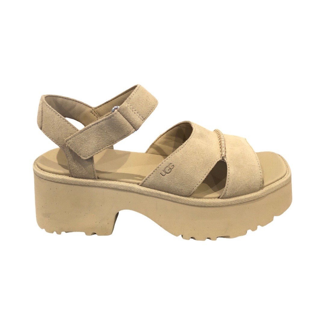 UGG Women's New Heights Platform Ankle Strap Mustard Seed Suede