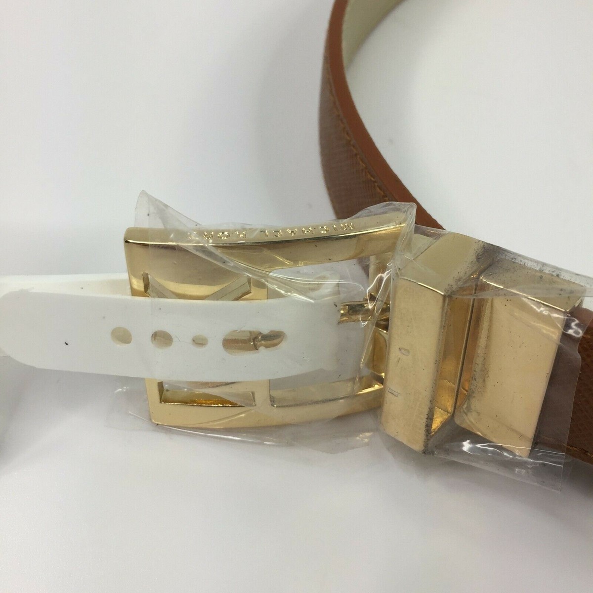 Michael Kors MK Women Gold Tan Twist Reversible Belt Brass 