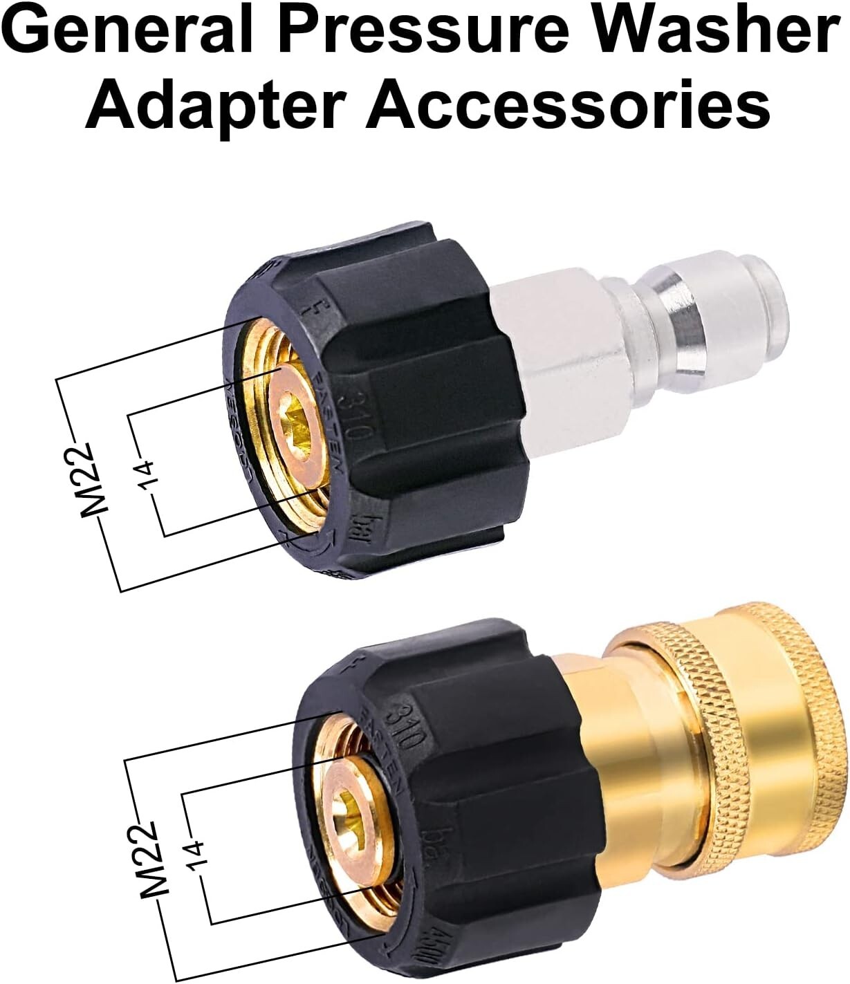 Pressure Washer Hose Adapter Set, M22 to 3/8 Quick Connect for Power Washer Hose