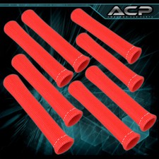 For Chevy 8X 1200? Thermal Spark Plug Wire Heat Shield Sleeve Track Set Red